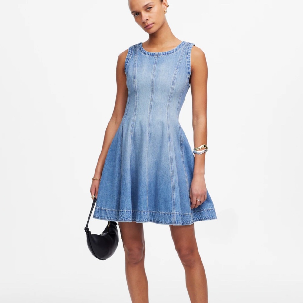 Madewell Circle Mini Dress Airy Denim Edition